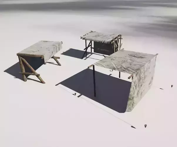 Medieval stalls pack Low-poly 3D model