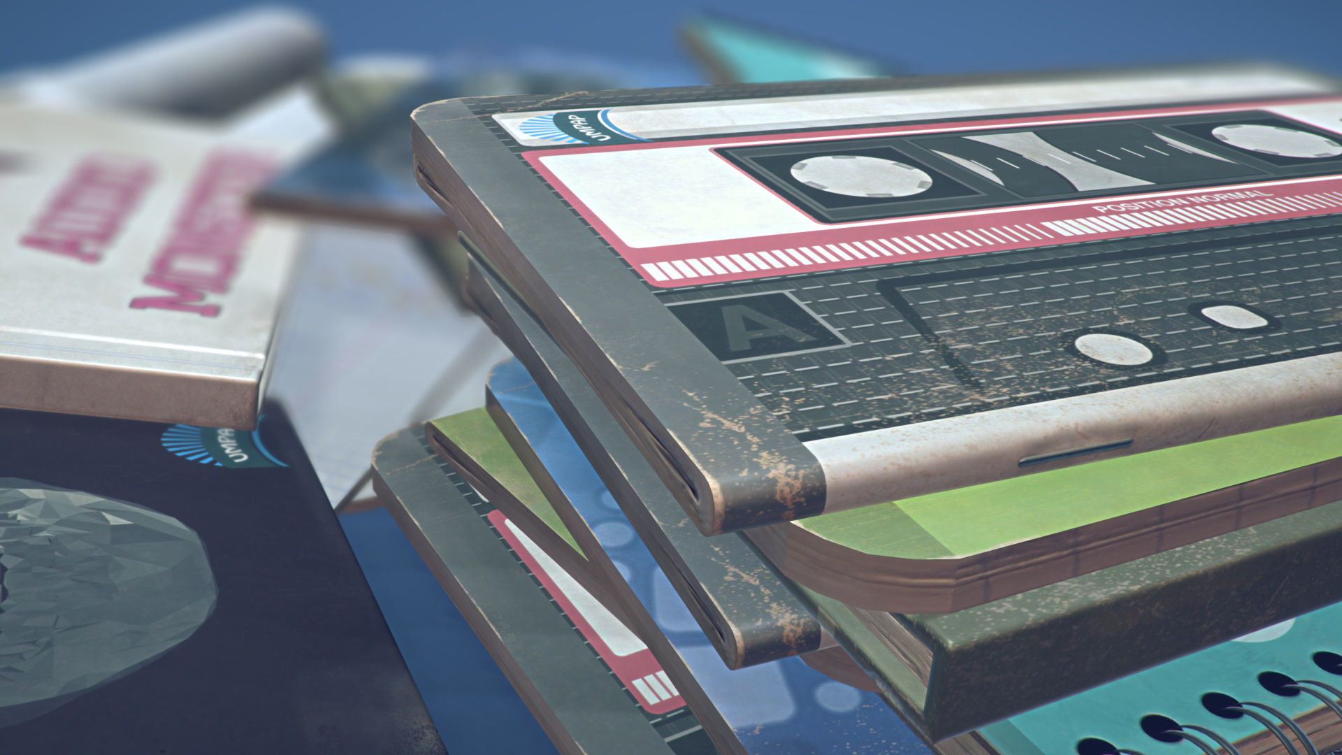School Book Set Low-poly 3D model_6
