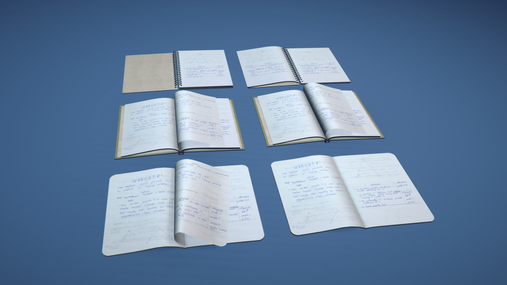 School Book Set Low-poly 3D model_2
