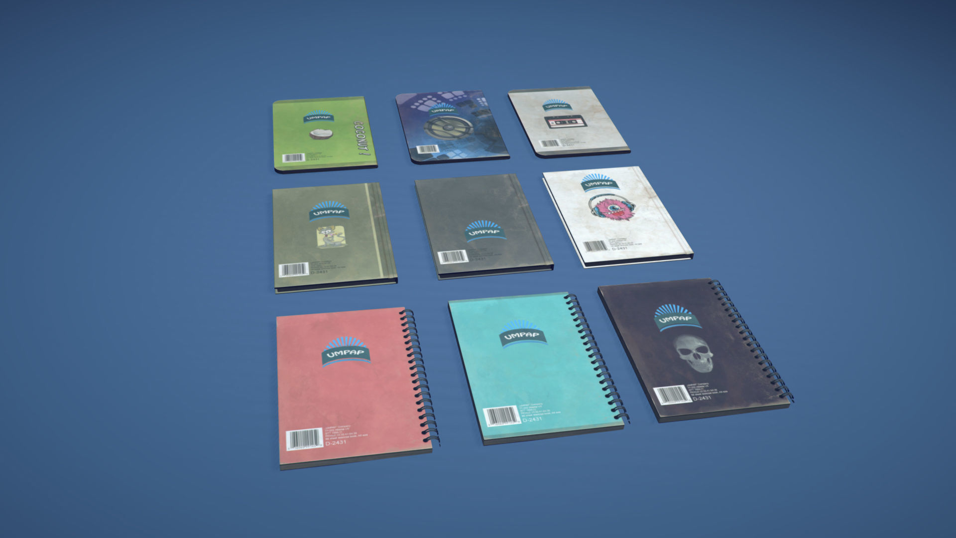 School Book Set Low-poly 3D model_5