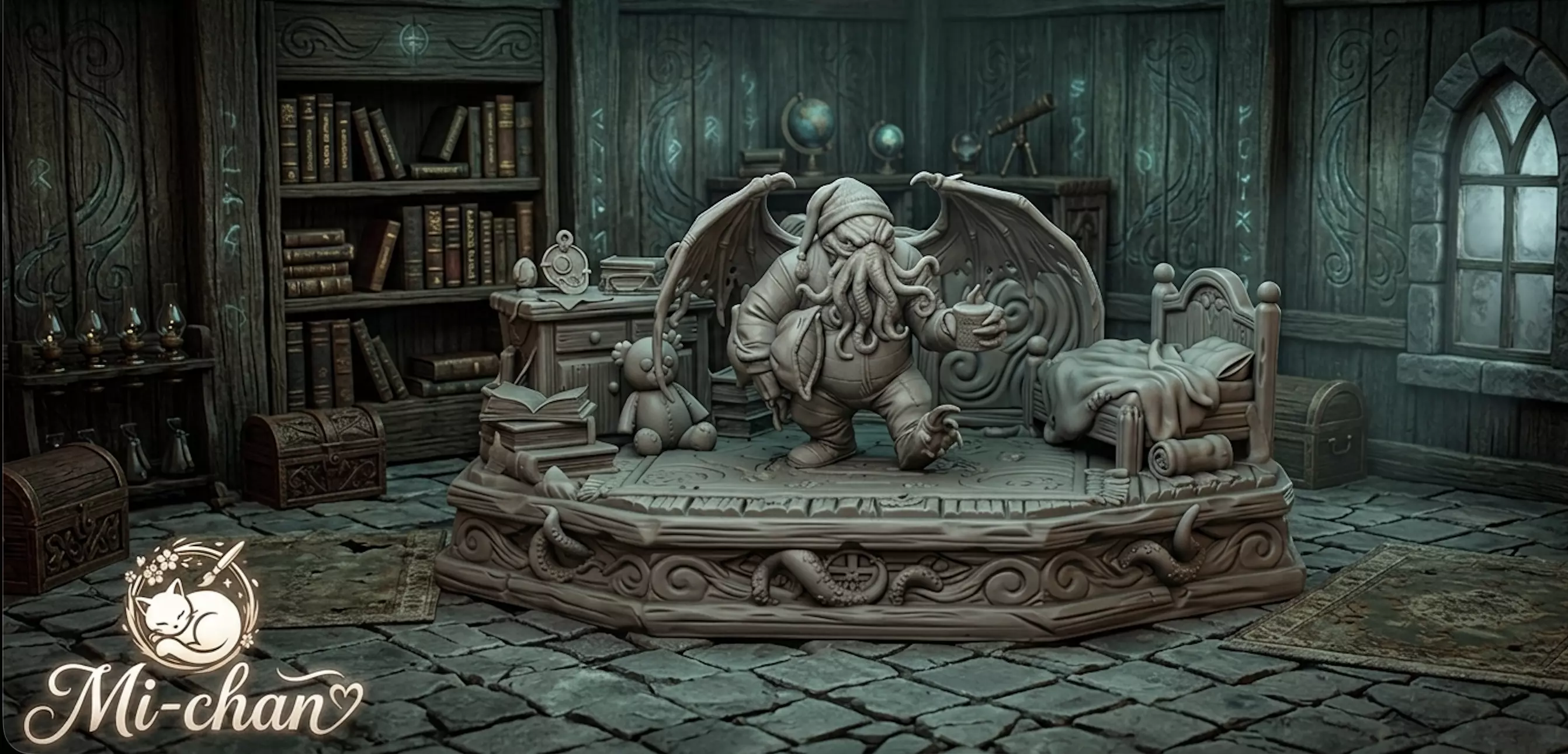 Cthulhu Mythos Statue Lovecraftian Great Old One 3D Print STL 3D print model