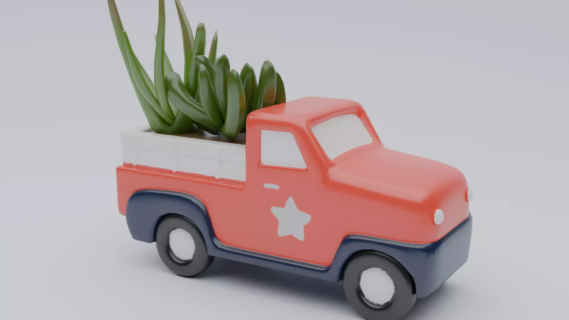 Vintage Red Truck Low-poly 3D model