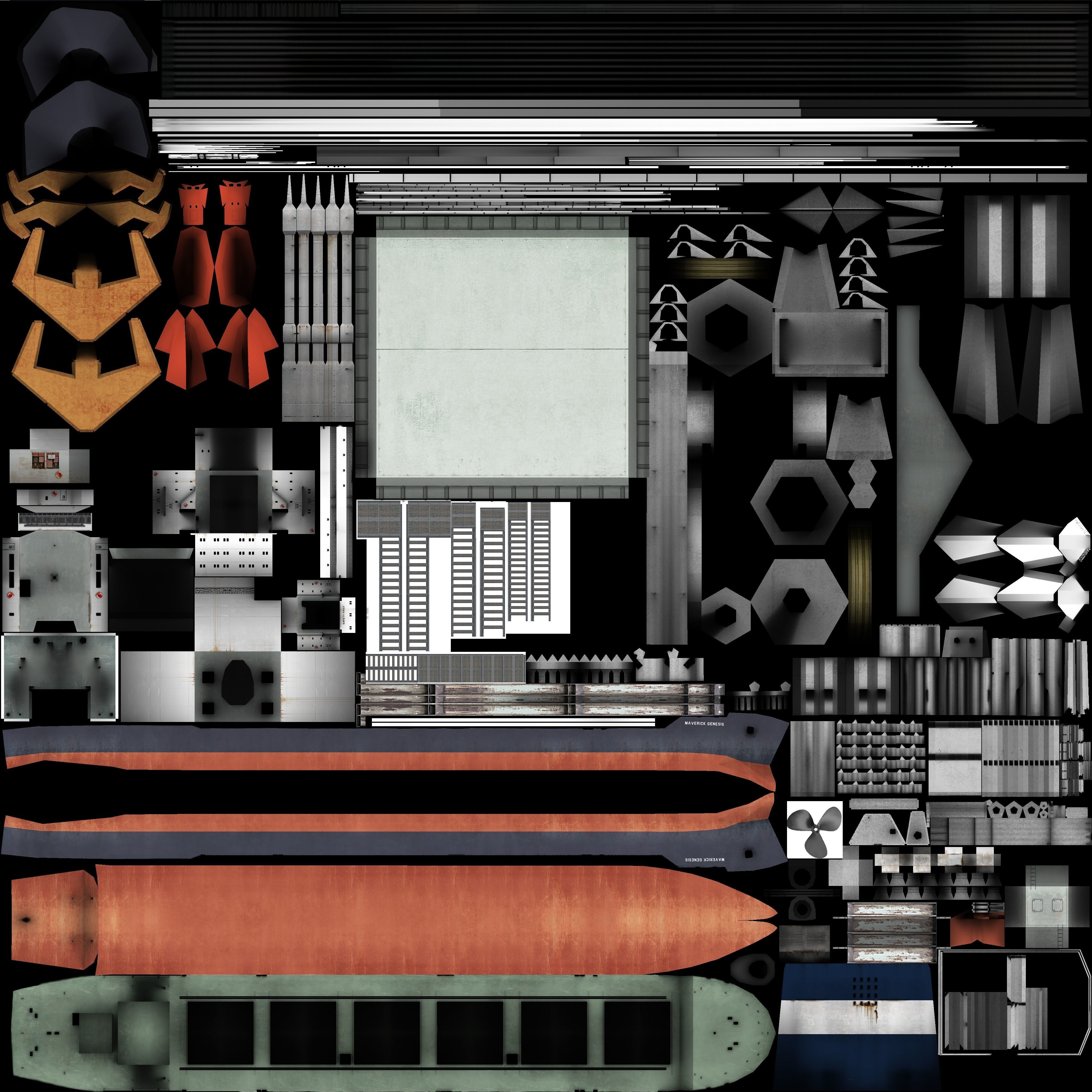 Bulk Ship Carrier Maverick Genesis Low-poly 3D model_5