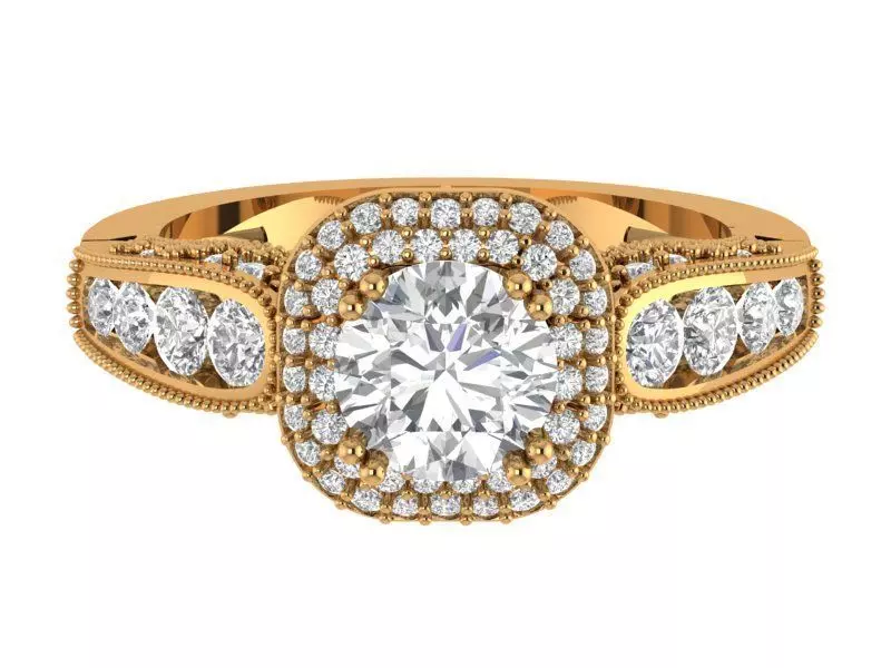 Round Solitaire Vintage Ring 3D print model