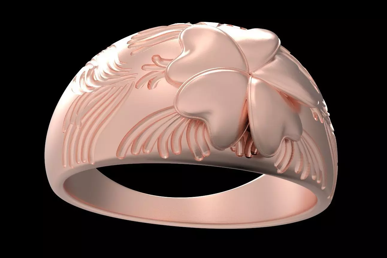 Floral Flower Ring Nature Style 3D Printable Jewelry Mode 3D print model