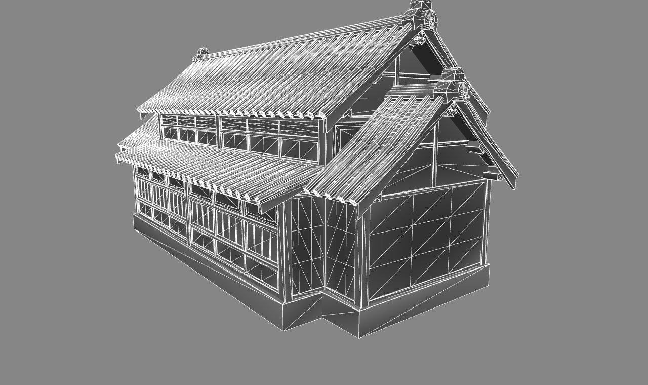 Japanese Dojo Low-poly 3D model_14