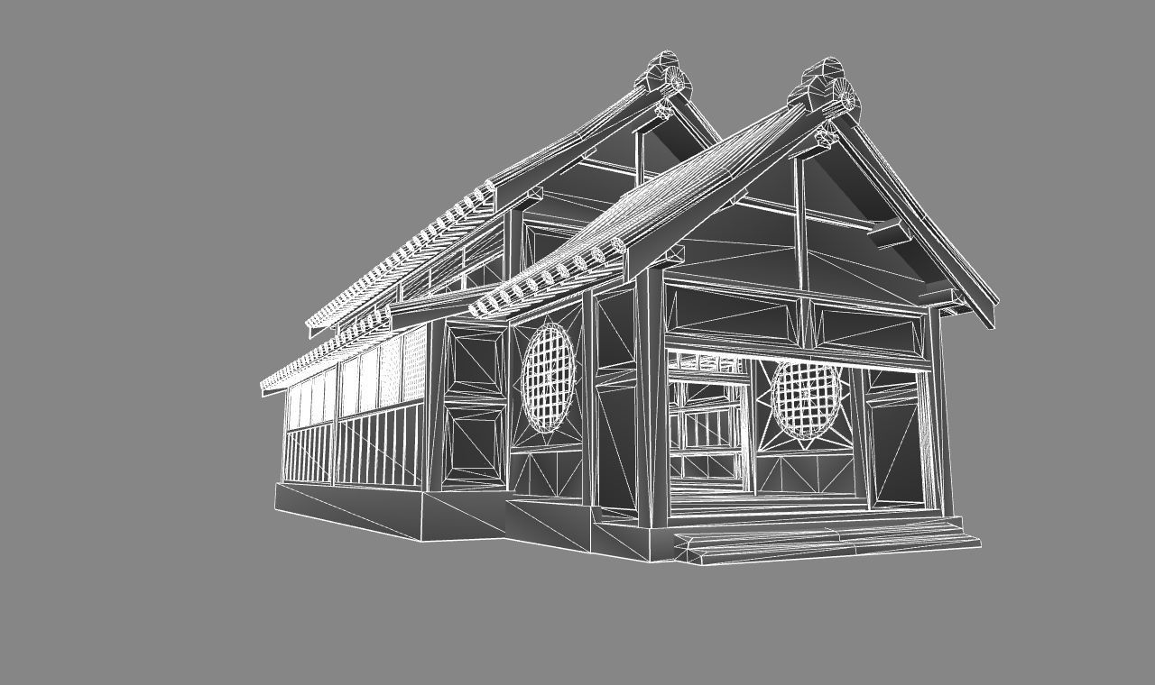 Japanese Dojo Low-poly 3D model_13
