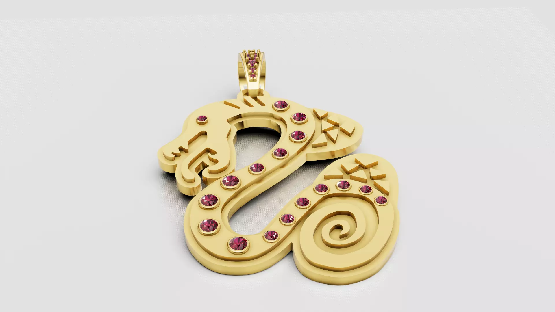 Elegant Snake Pendant with Gemstone Accents 3D print model