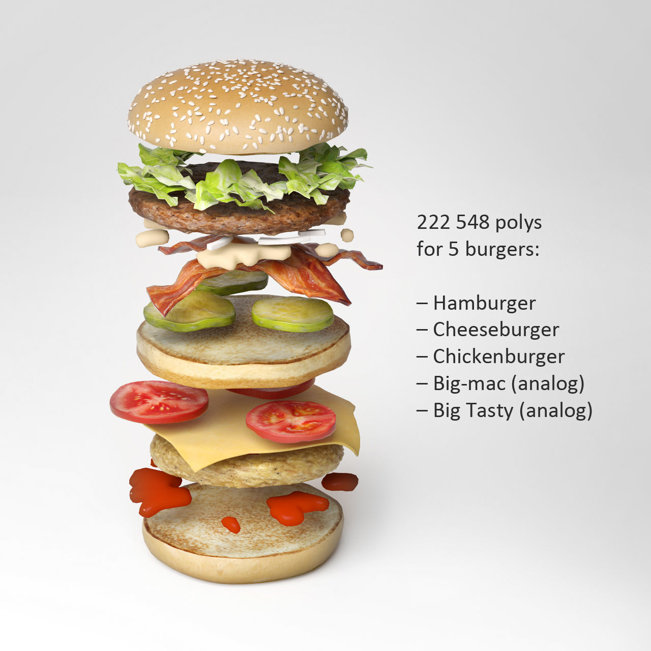 Burger collection 3D model_1