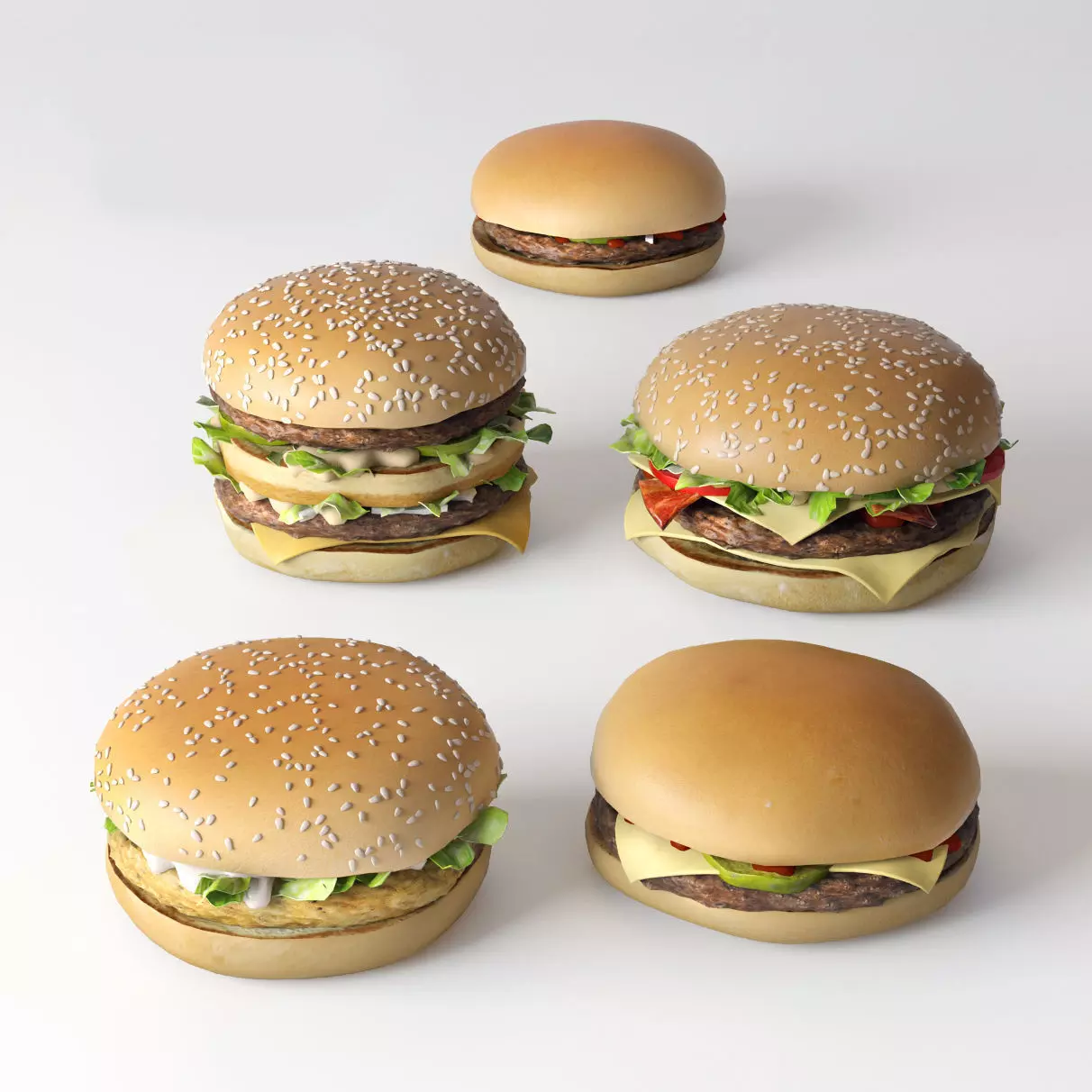 Burger collection 3D model_0