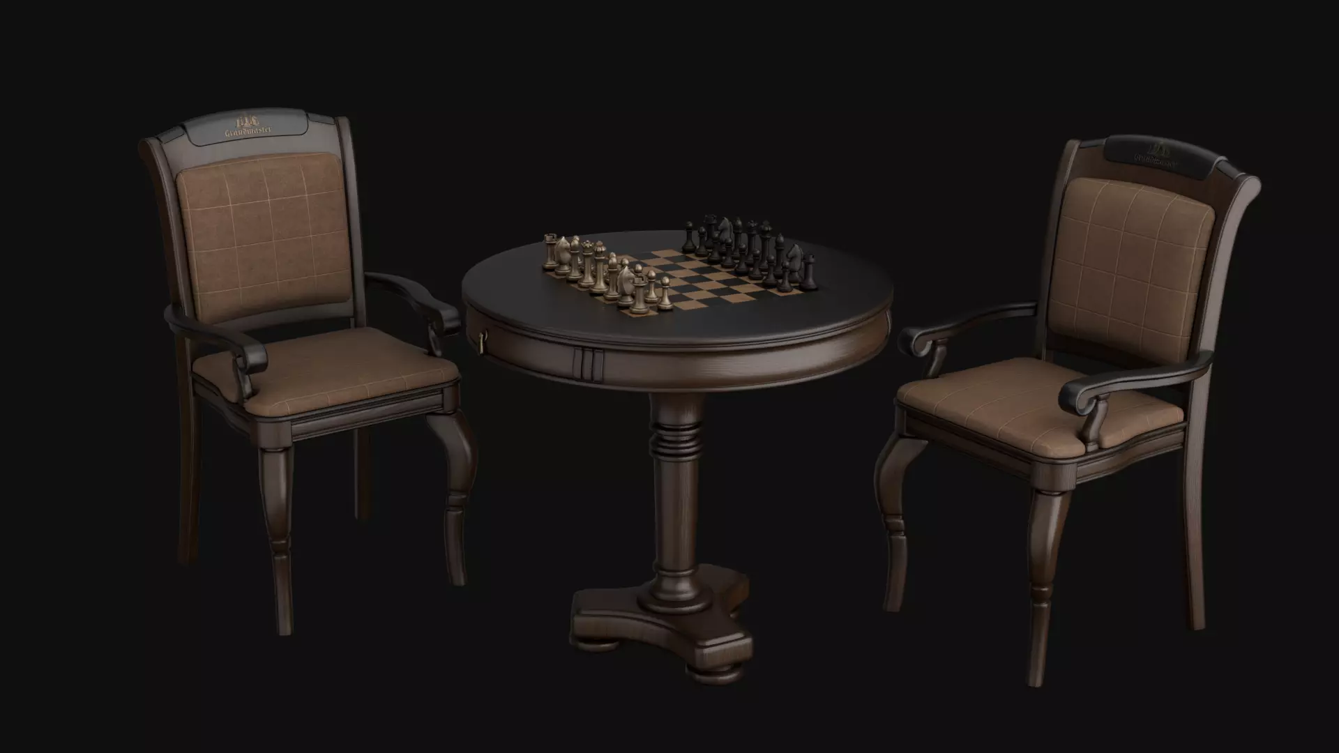 Chess table Low-poly 3D model