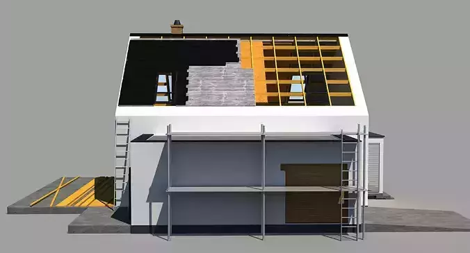 House Under Construction 3D model 6