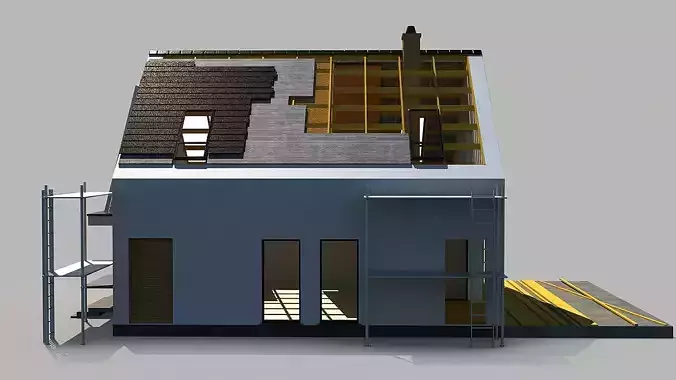 House Under Construction 3D model 2