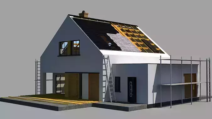 House Under Construction 3D model 5