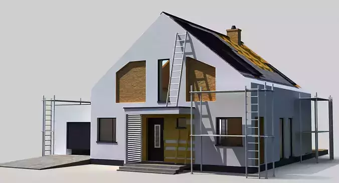 House Under Construction 3D model 7