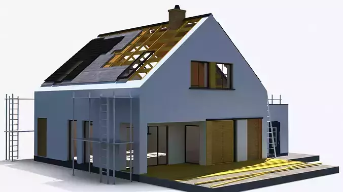 House Under Construction 3D model 3