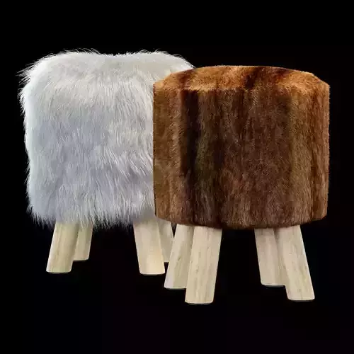 Faux Fur Stool 3D model