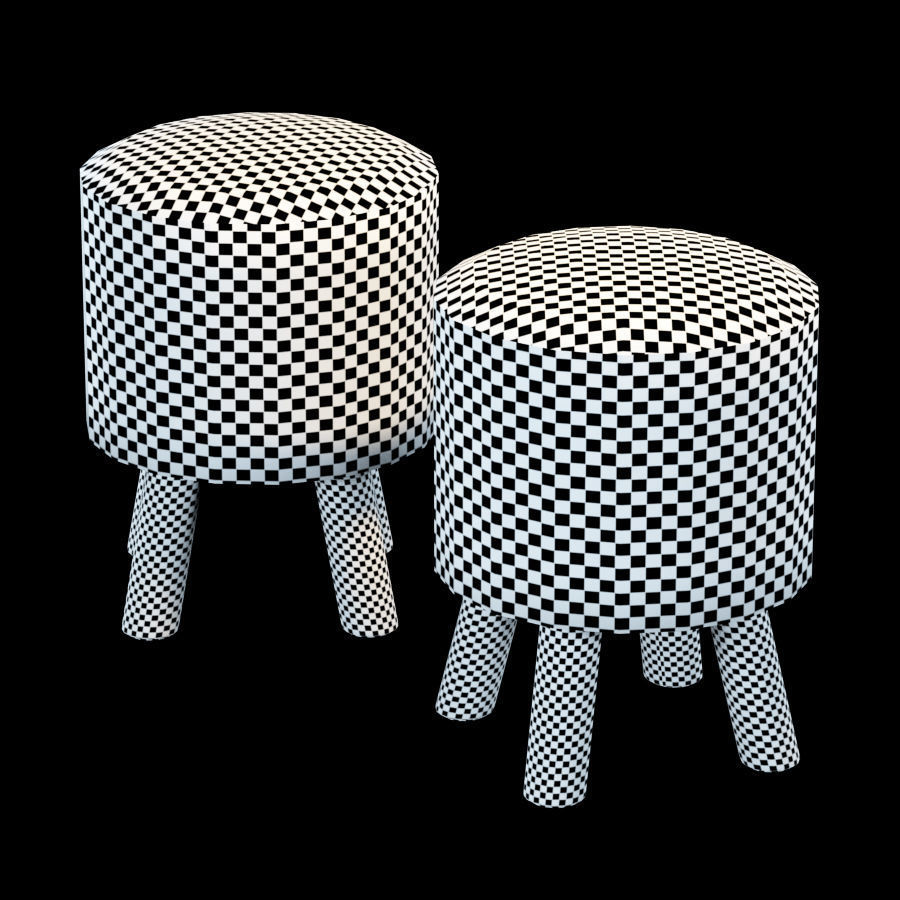Faux Fur Stool 3D model_6