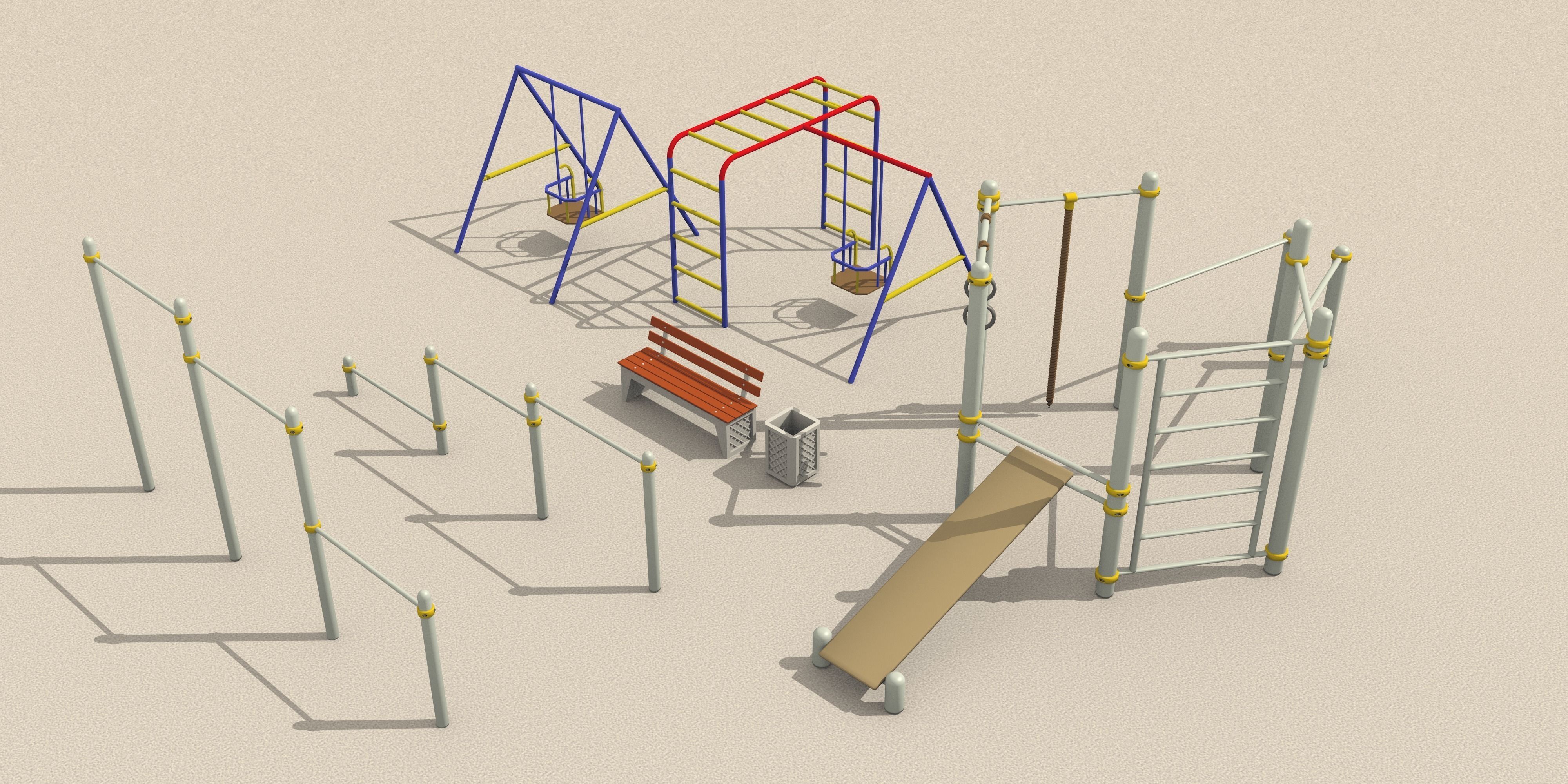 Sports complex 3D model_0