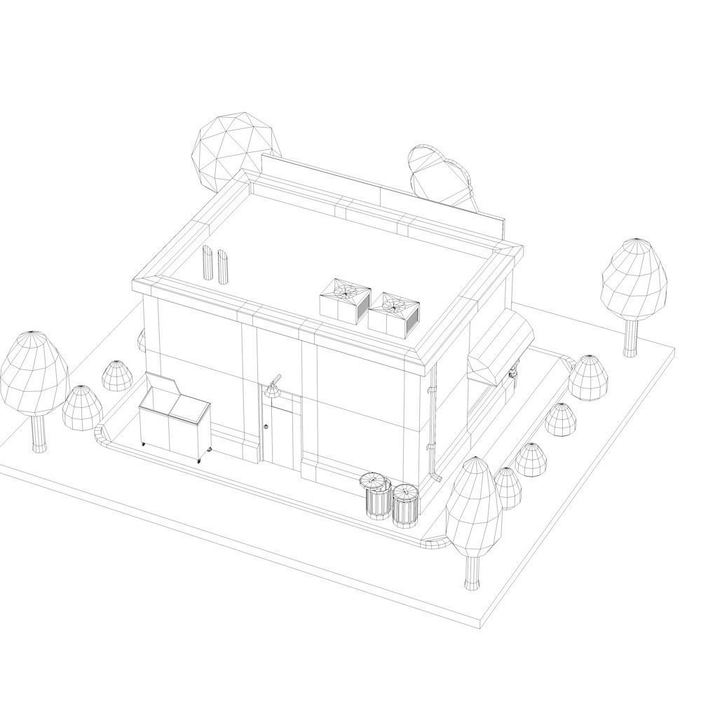Low Poly Ice Cream Shop Low-poly 3D model_4