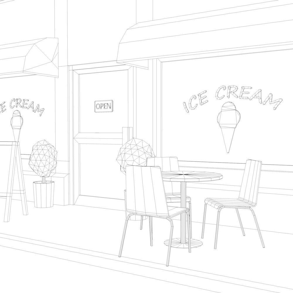 Low Poly Ice Cream Shop Low-poly 3D model_7