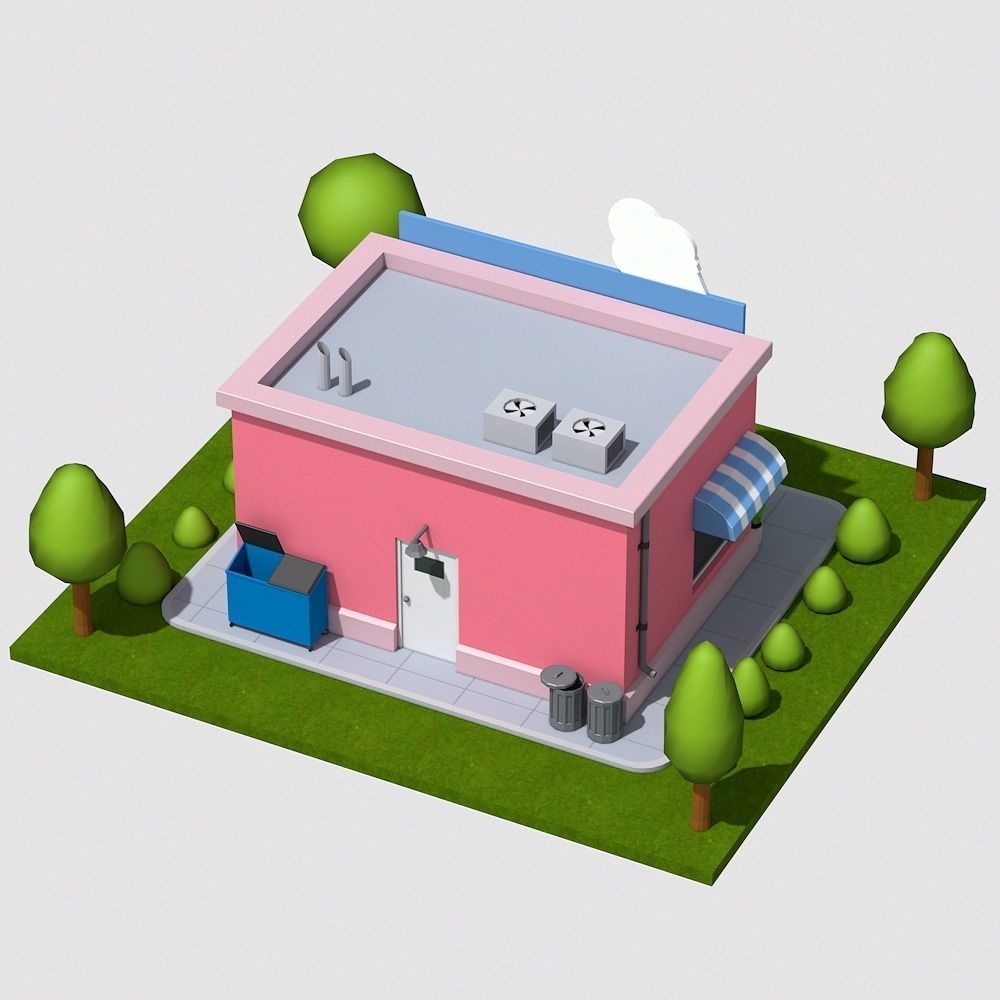 Low Poly Ice Cream Shop Low-poly 3D model_3