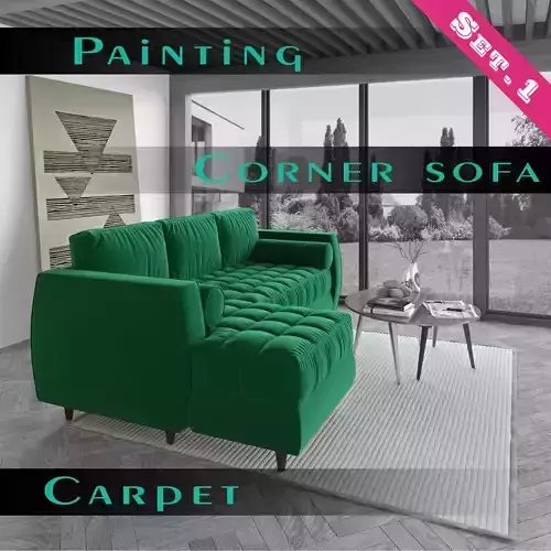 Furniture SET 1 sectional sofa velvet 3D model