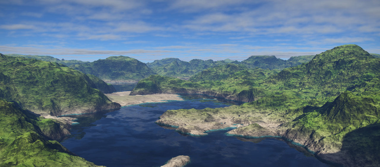 Terrain mountain range with clouds 3D model_8