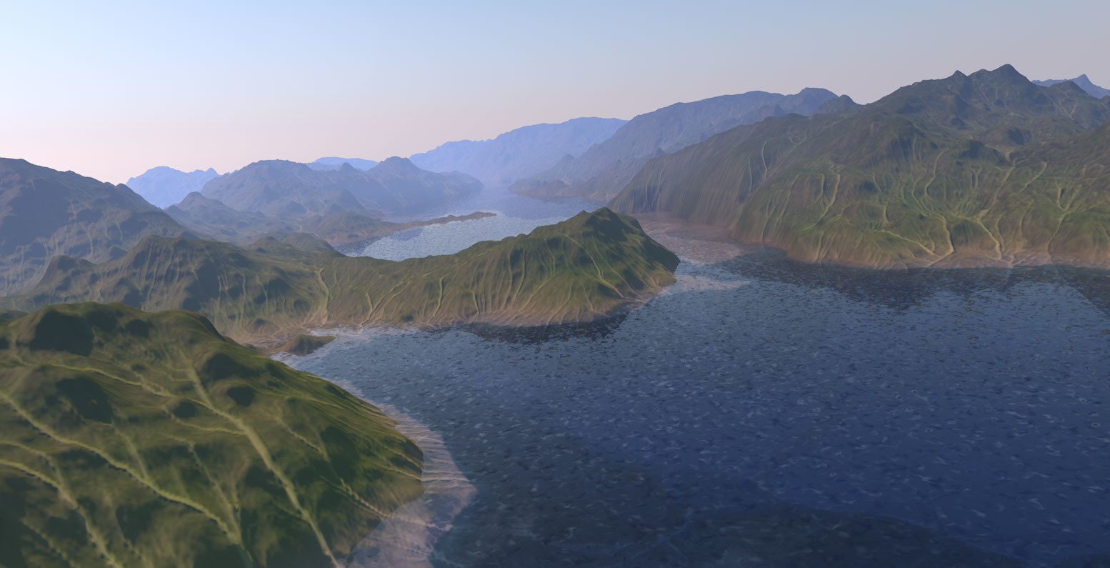 Terrain mountain range with clouds 3D model_2