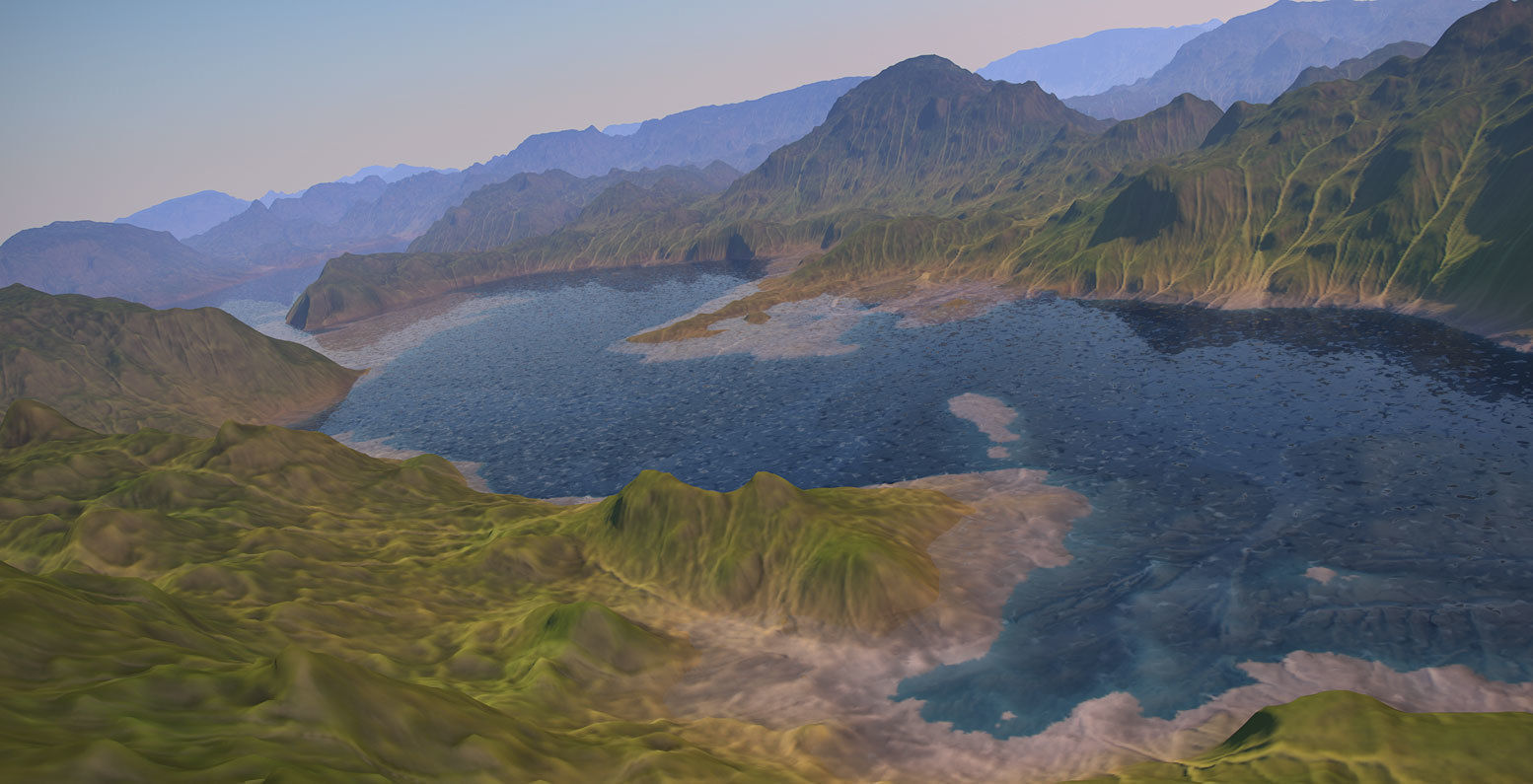 Terrain mountain range with clouds 3D model_5