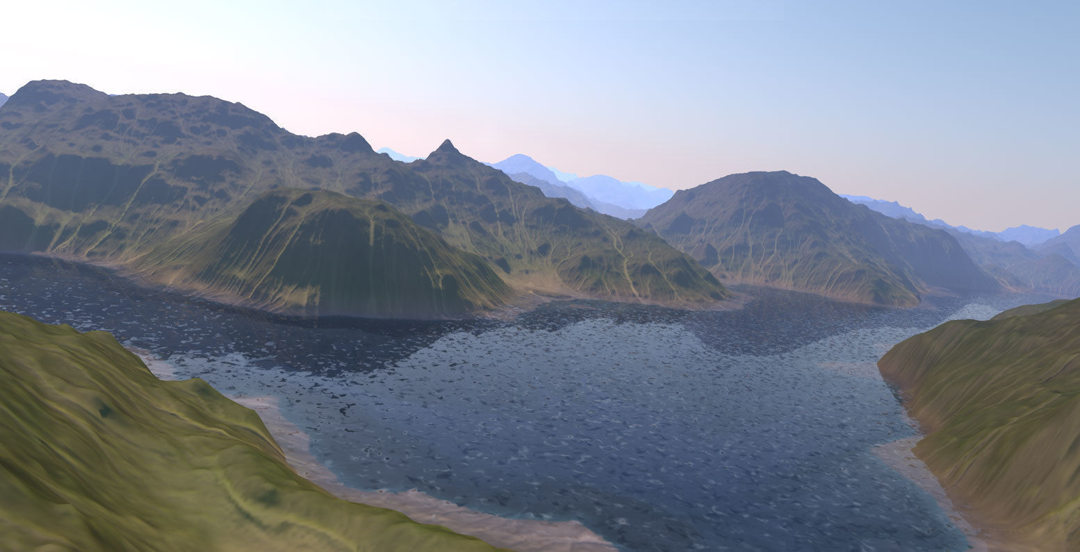 Terrain mountain range with clouds 3D model_4
