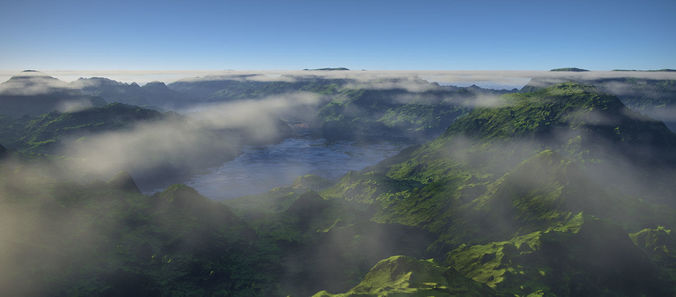 Terrain mountain range with clouds 3D model