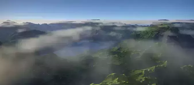 Terrain mountain range with clouds 3D model