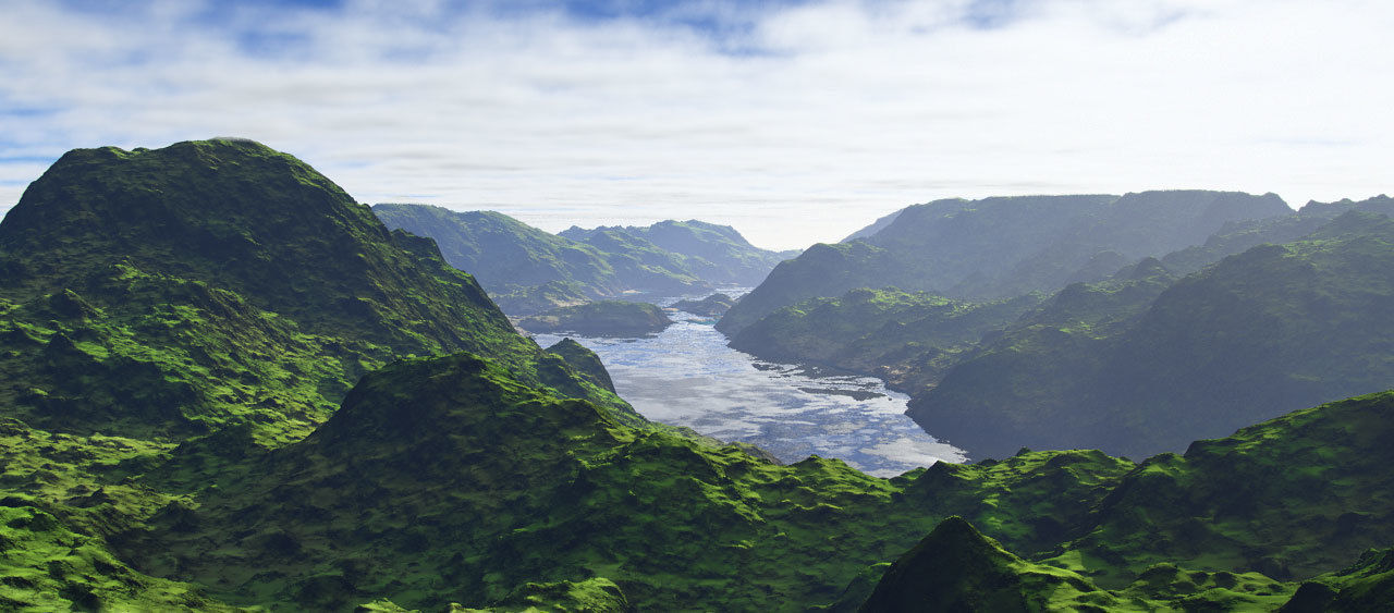 Terrain mountain range with clouds 3D model_9