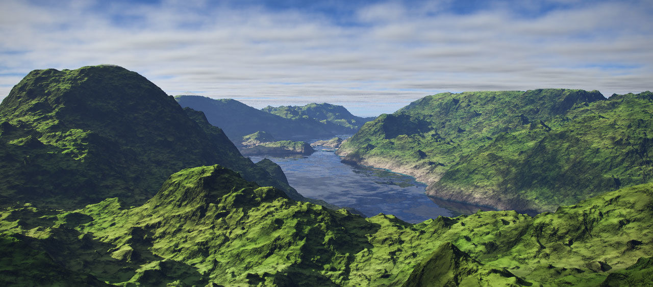 Terrain mountain range with clouds 3D model_10