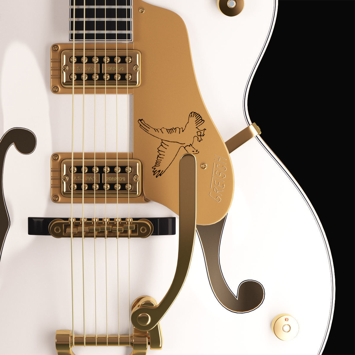 Gretsch White Falcon 3D model_1