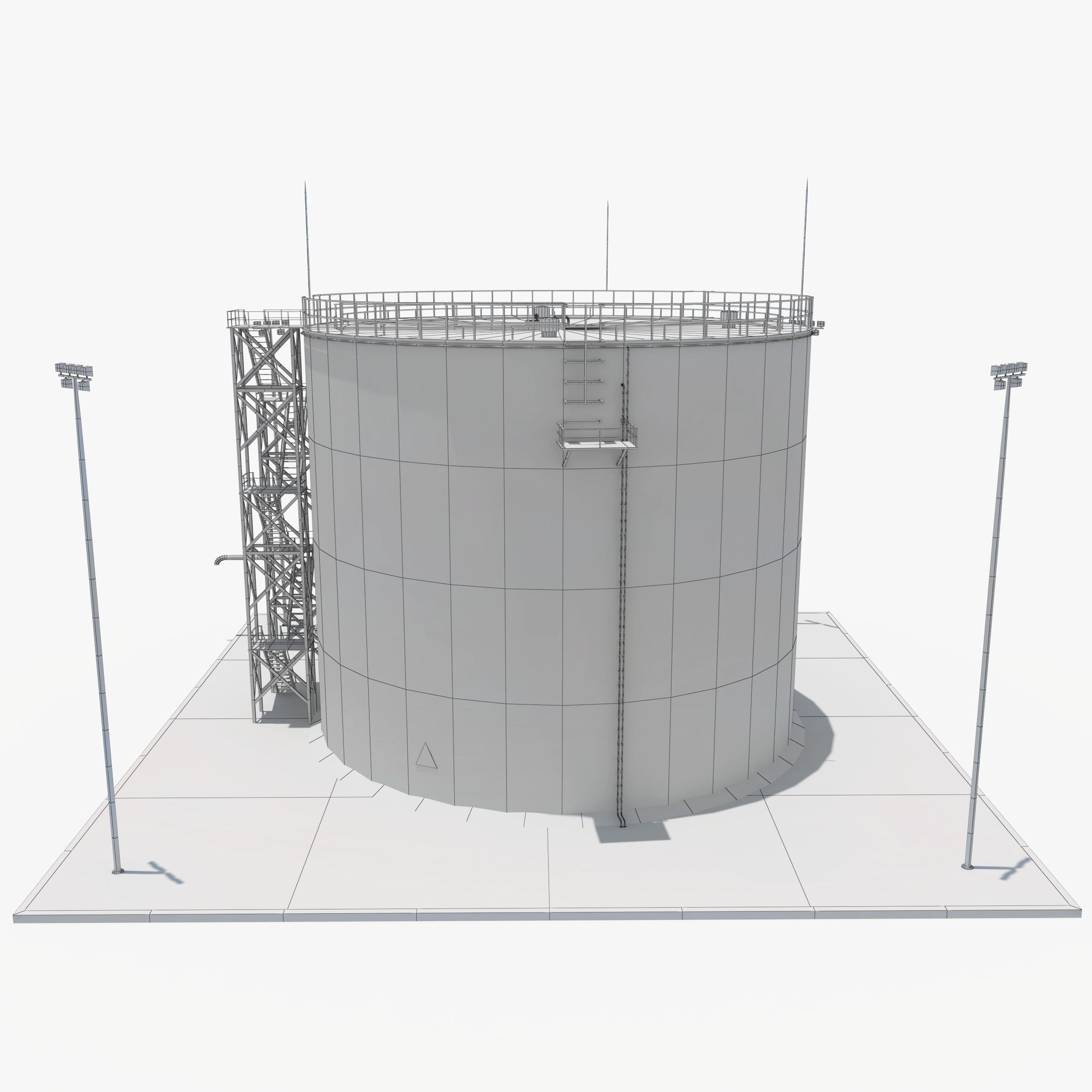 Oil Tank - Refinery Low-poly 3D model_5