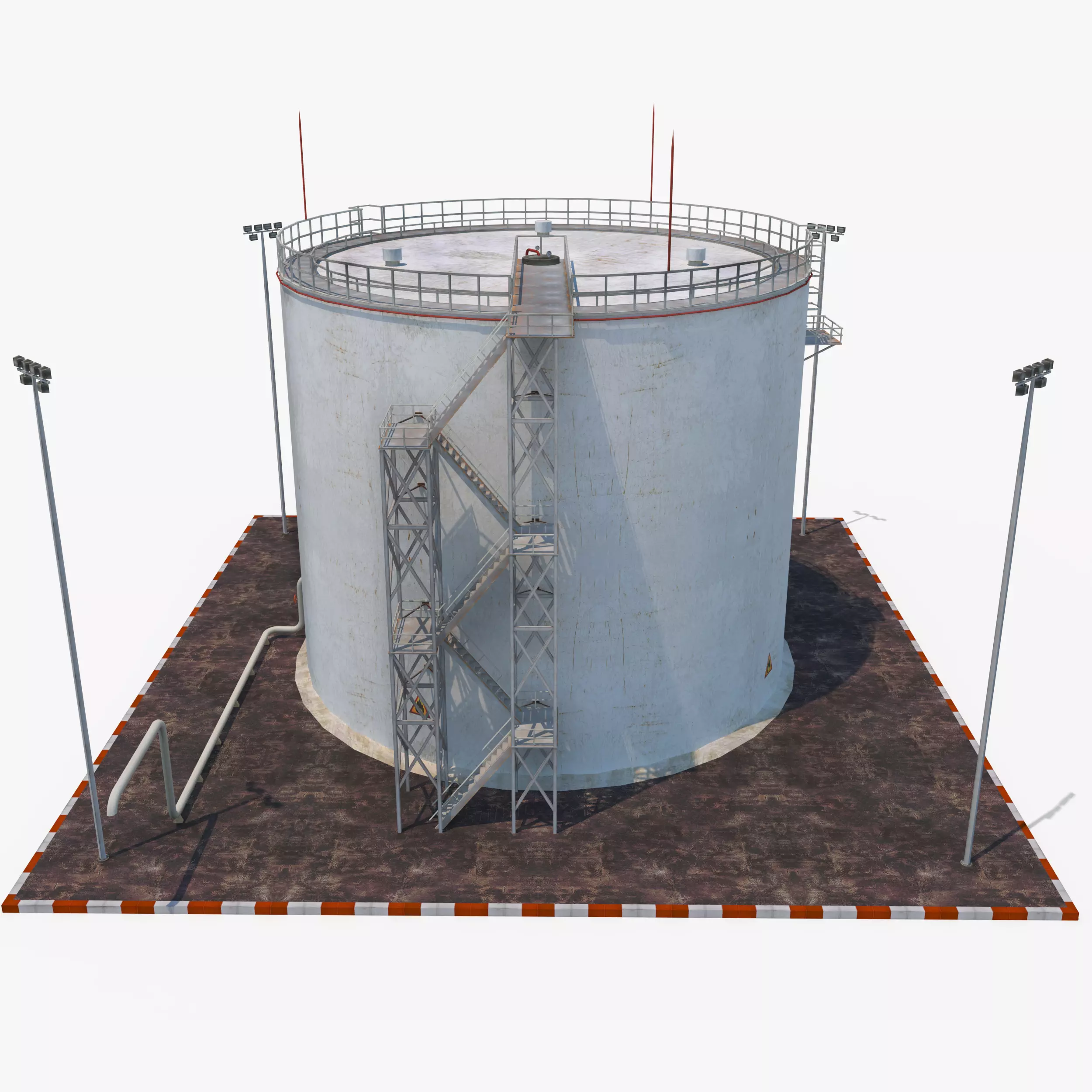 Oil Tank - Refinery Low-poly 3D model_0