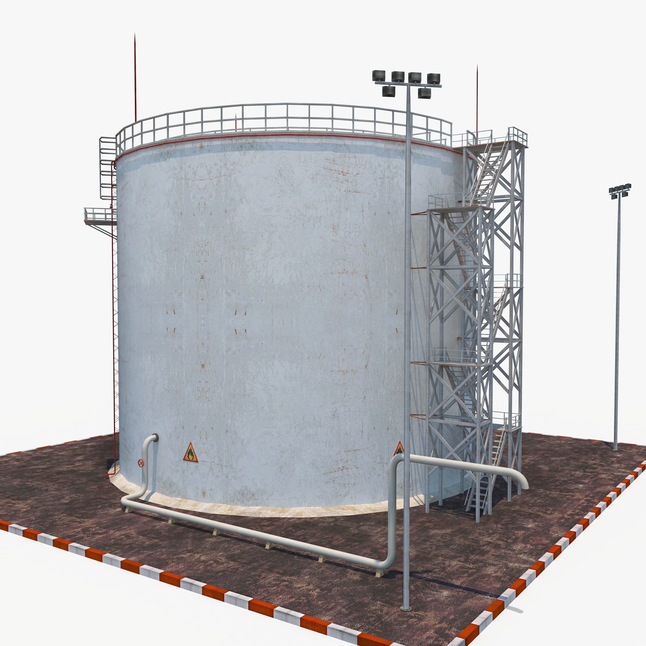 Oil Tank - Refinery Low-poly 3D model_4