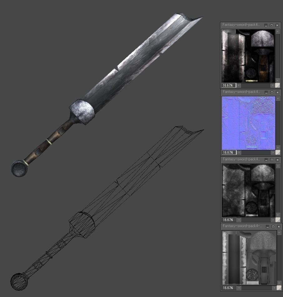 Fantasy sword pack1 Low-poly 3D model_5