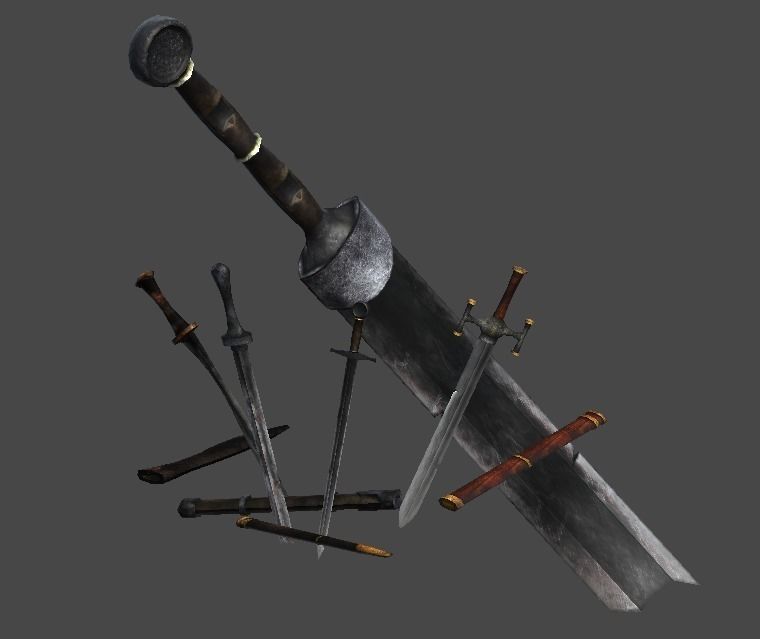 Fantasy sword pack1 Low-poly 3D model_0
