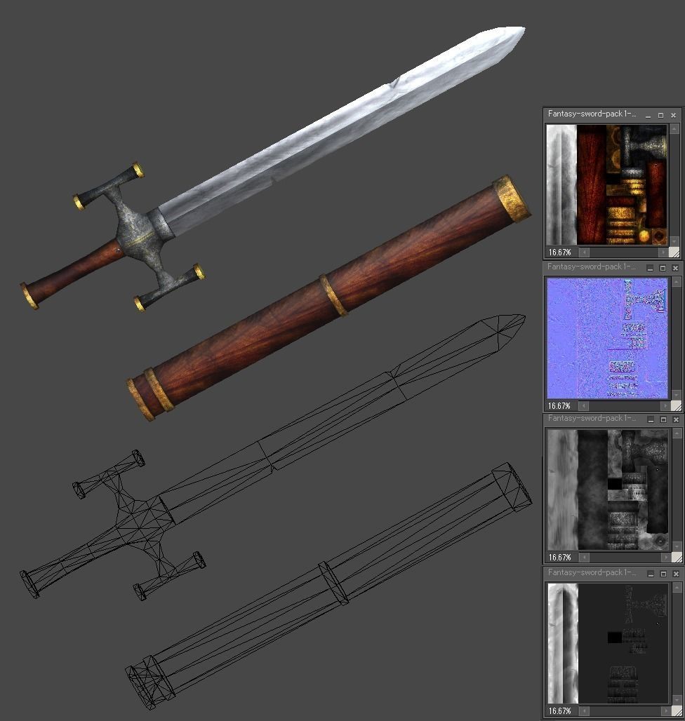 Fantasy sword pack1 Low-poly 3D model_2