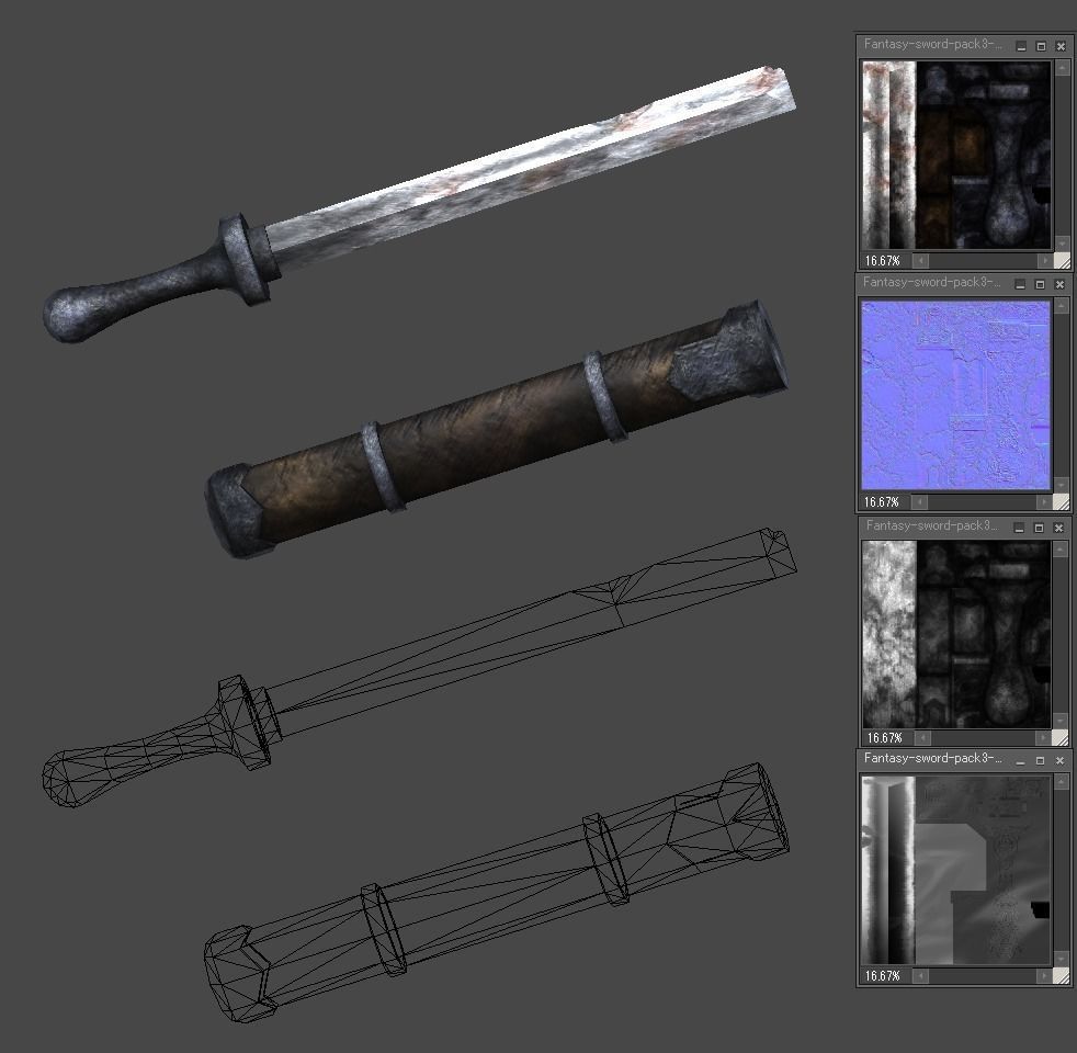 Fantasy sword pack1 Low-poly 3D model_4