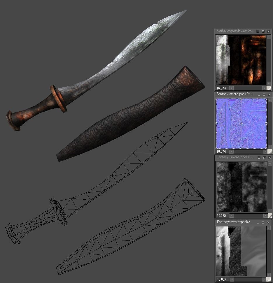Fantasy sword pack1 Low-poly 3D model_3