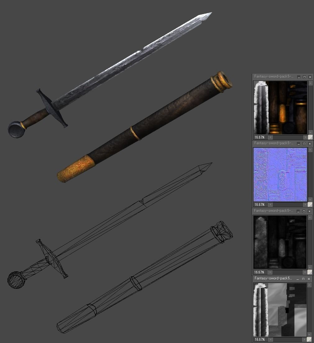 Fantasy sword pack1 Low-poly 3D model_6