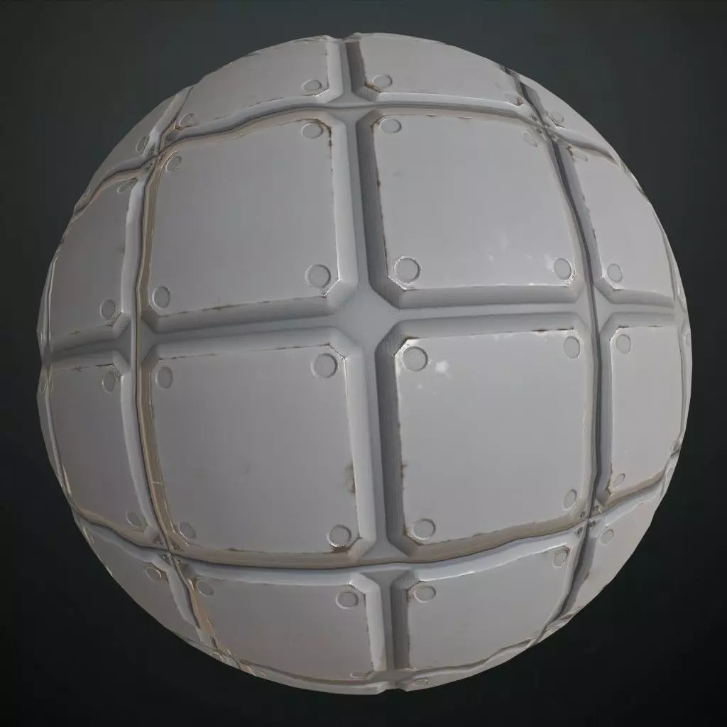 White Sci-Fi Padded Metal Plate PBR Seamless Texture