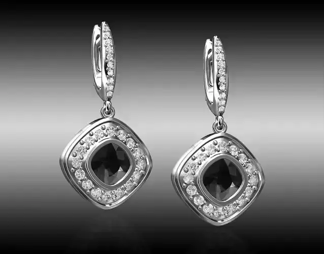 diamond earrings with black chrysoprase gem