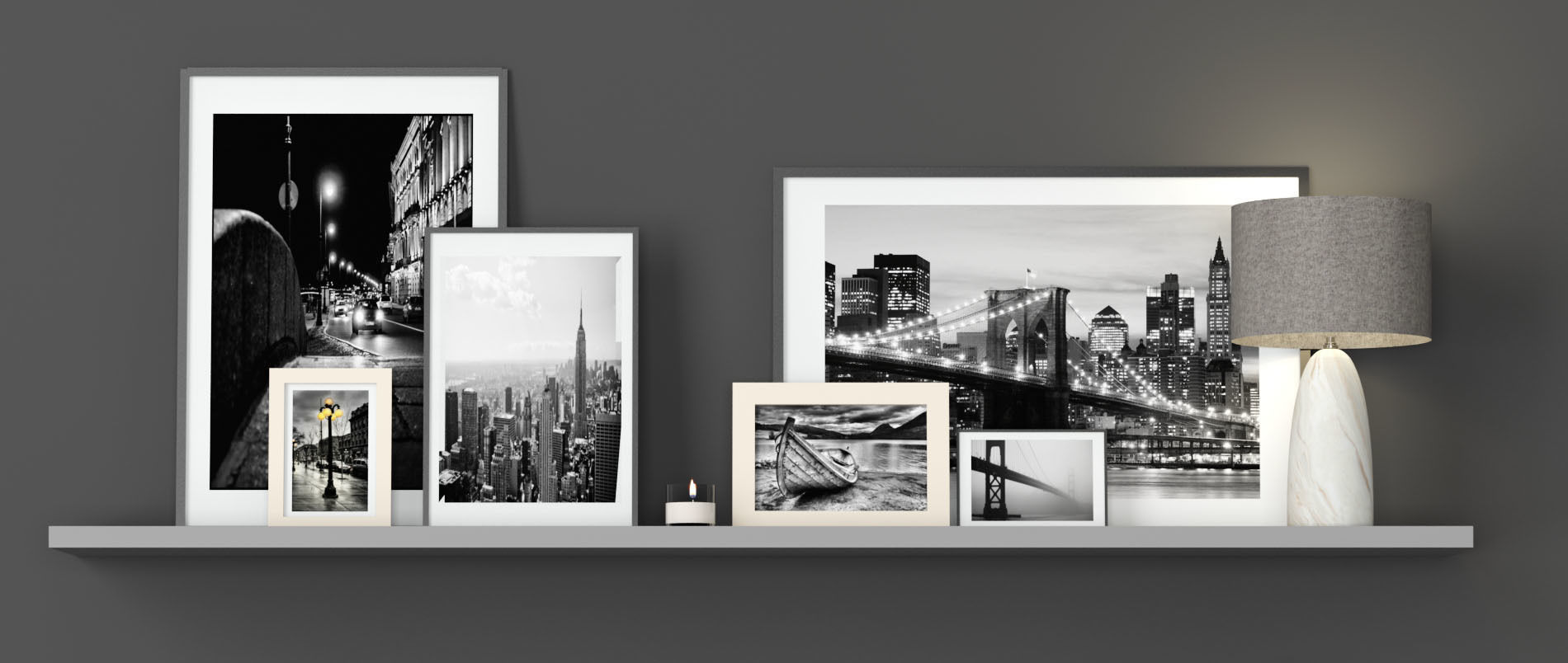 Decorative Set - 3 shelf 3D model_2