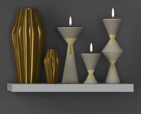 Decorative Set - 3 shelf 3D model_4