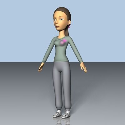 Female Cartoon Character 03 3D model_3